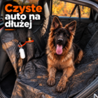 Ubrudzony owczarek niemiecki na macie Purlov® w samochodzie – czyste auto na dłużej